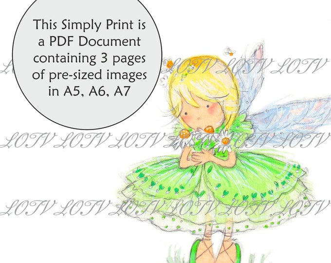 Lili of the Valley Full Colour Simply Print - AS - Lily the Fairy Daisy, 3 Page PDF Ready to Print Document, Digital