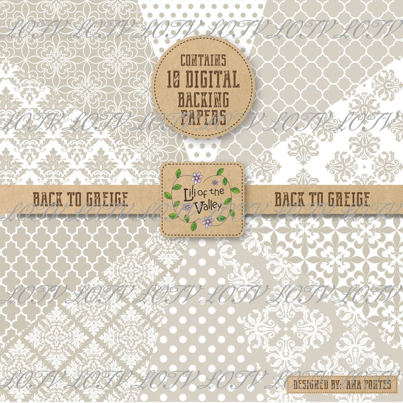 LOTV Backing Paper Set - AP - Back to Greige, JPEG, Digital - Etsy