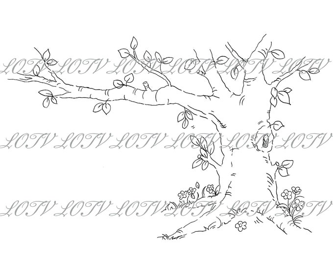 Lili of the Valley Digi Stamp - IH - Tree Trunk, JPEG, Border, Woodland, Digital