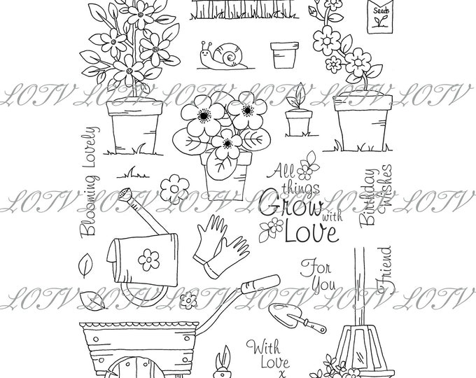 Simply Sweet Stamp Set, Blooming Lovely, JPEG, Magical, Digital