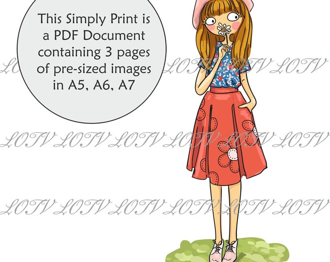 Lili of the Valley Full Colour Simply Print - April - Thoroughly Modern Misses, 3 Page Ready to Print PDF Document, Digital