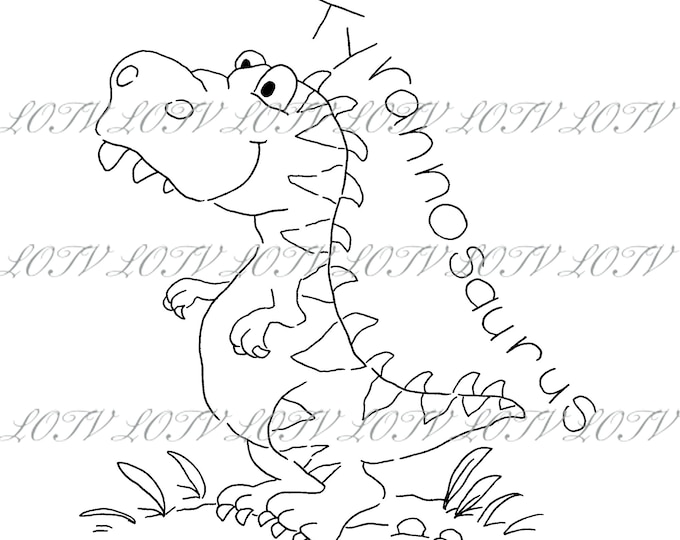 Lotv Digi Stamp Set - KG -  6 Fantastic Dinosaurs, Jpg Set, Digital