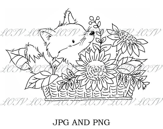 LOTV Digi Stamp - AS - Hello Pumpkin - Fox and Flowers, Digital