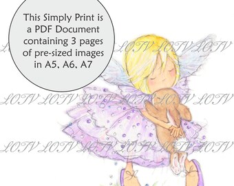LOTV Full Colour Simply Print - AS - Lily the Fairy Hugs, 3 Page PDF Ready to Print Document, Digital