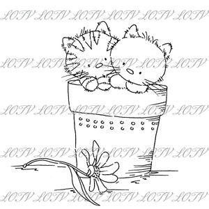 Sello digital LOTV - IH - Pots of Love, JPEG, gatitos, bebé, digital