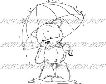 LOTV Digi Stamp - CG - James Umbrella, JPEG, Cute, Bear, Birthday, Sweet, Animal, Digital