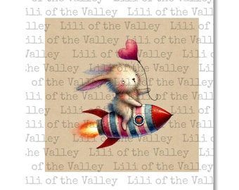 LOTV Vollfarbe Simply Print - Flauschige Küsse - Bunny Rocket - 3 Seite PDF, Digital