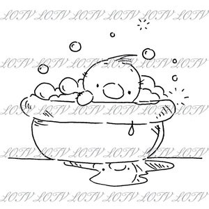 LOTV Digi Stamp - Pato de la hora del baño, JPEG, Bebé, Nuevo Bebé, Nacimiento, Digital