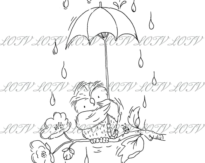 LOTV Digi Stamp - Under the Weather, JPEG, Cute, Owl, Sweet, Get Well, Digital