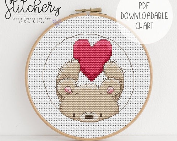 Heart Bear 2 - Cross Stitch Downloadable Chart - PDF Pattern