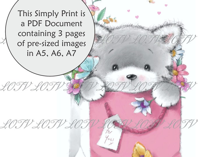 LOTV Full Colour Simply Print - CG - Purrfect Gift, 3 Page PDF Ready to Print Document, Digital