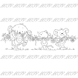 Timbre Lotv Digi - GC - Guirlande Little Friends - Jpg, Anniversaire, Fleurs, Numérique, Oeuvre