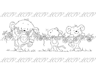 Lotv Digi Stamp - GC - Little Friends Garland - Jpg, Birthday, Flowers, Digital, Artwork