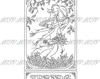 LOTV Digi Stamp - AS - Seasons Girls - Spring, JPEG, Cute, Girl, Birthday, Sweet, Female, Digital, Artwork