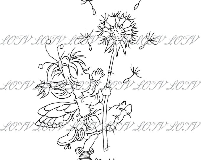 LOTV Digi Stamp - AS - Time Flies, JPEG, Cute, Girl, Birthday, Sweet, Fairy, Female, Digital, Artwork