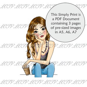 LOTV Full Color Simply Print - koffie - meisje, pdf van 3 pagina's, klaar om af te drukken, digitaal