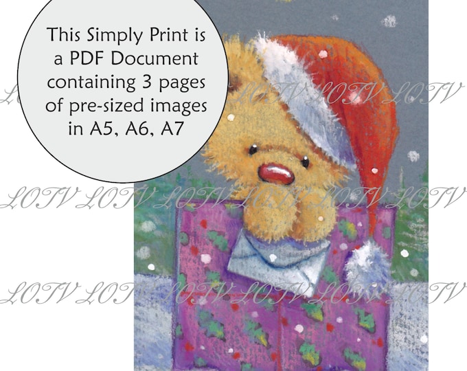 LOTV Full Colour Simply Print - IH - Festive Ted, 3 Page PDF, Digital