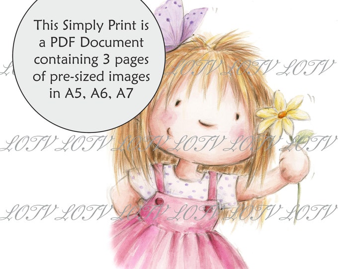 Lili of the Valley Full Colour Simply Print - Millie Flowers, Girl, 3 Page PDF Ready to Print Document, Digital