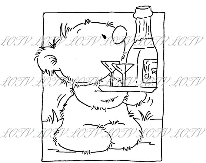 Lotv Digi Stamp - AS -  Little Ted - Champagne, Jpg, Love, Digital