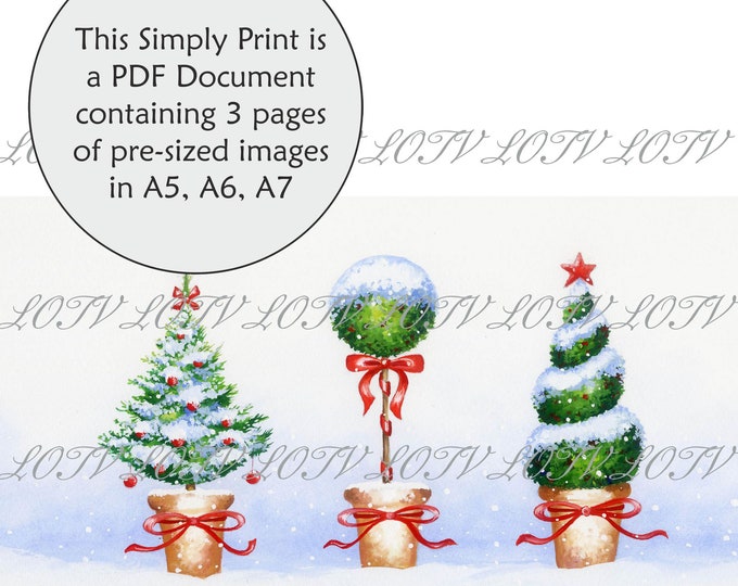 Lili of the Valley Full Colour Simply Print - Festive Topiary, 3 Page Ready to Print PDF Document, Digital
