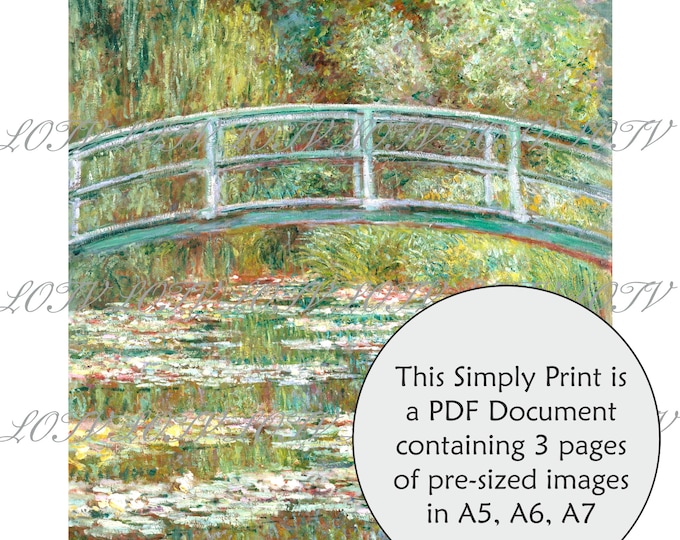 LOTV Full Colour Simply Print - Bridge over the Pond - Claude Monet - 3 Page PDF