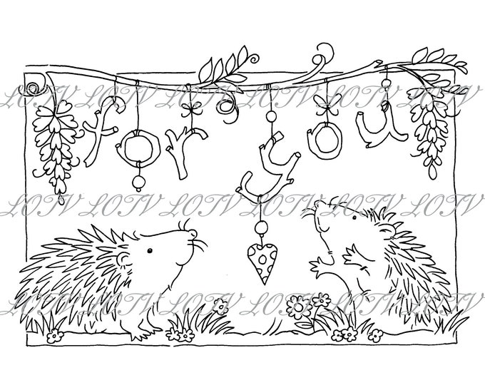 LOTV Digi Stamp - AS - Hedgehogs For You, JPEG, Cute, Birthday, Sweet, Animal, Digital