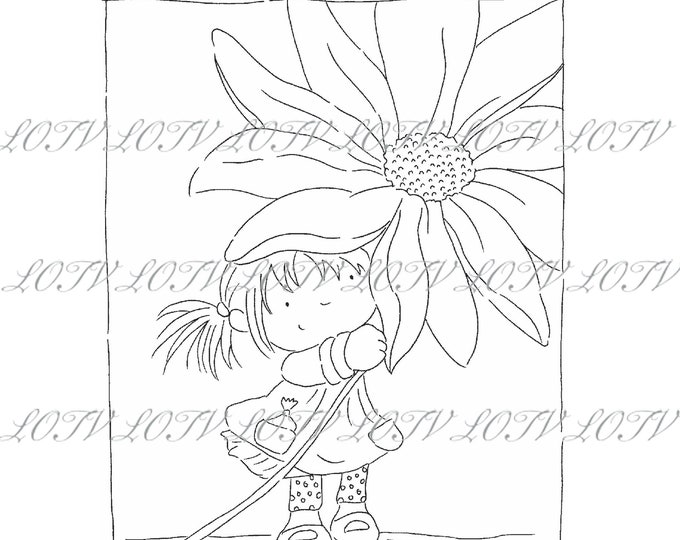 Lili of the Valley Digi Stamp - Flower Power, JPEG, Girl, Digital