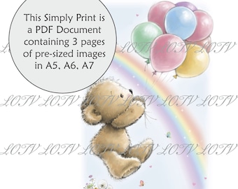 Lili of the Valley Full Colour Simply Print - CG - James with Balloons - 3 Page PDF Ready to Print Document, Digital