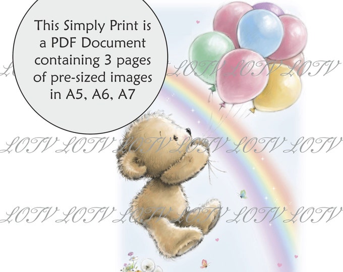 Lili of the Valley Full Colour Simply Print - CG - James with Balloons - 3 Page PDF Ready to Print Document, Digital