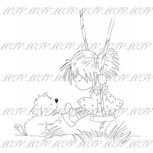LOTV Digi Stamp - Me and My Dog, JPEG, Meisje, digitaal