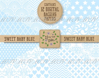 Lili of the Valley Backing Paper Set - AP - Sweet Baby Blue, JPEG, Digital