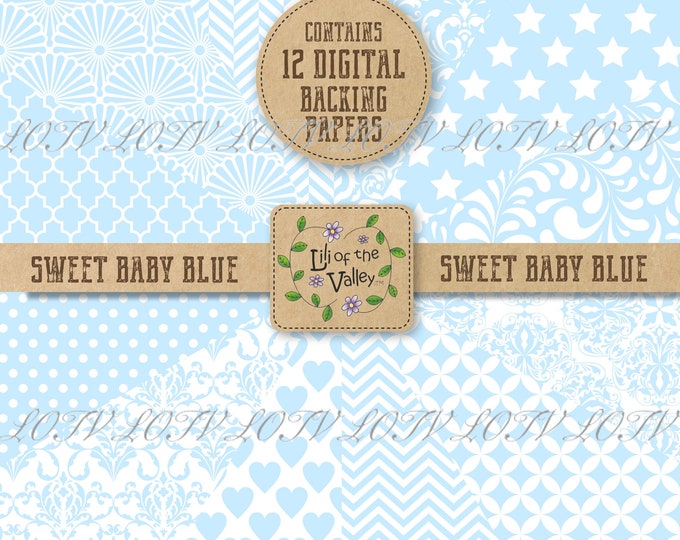 Lili of the Valley Backing Paper Set - AP - Sweet Baby Blue, JPEG, Digital