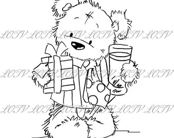 LOTV Digi Stamp - CG - James Cheers, JPEG, Cute, Bear, Birthday, Sweet, Animal, Digital