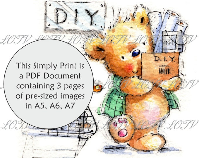 Lili of the Valley Full Colour Simply Print - IH - DIY Bear, 3 Page PDF Ready to Print Document, Digital