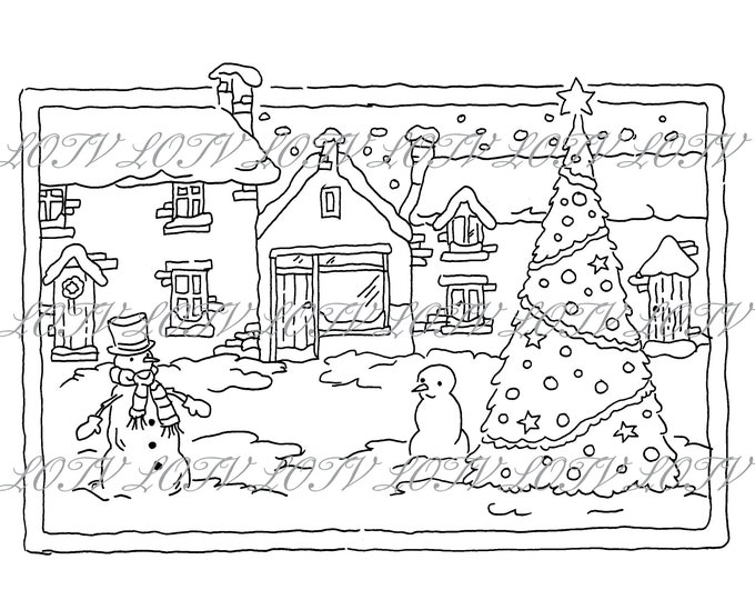 LOTV Digi Stamp - AS - Christmas Scenes Village Green, JPEG, Digital