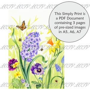 LOTV full colour eenvoudig afdrukken - lente, bloemen, Engelse tuin, pdf van 3 pagina's, klaar om af te drukken, digitaal