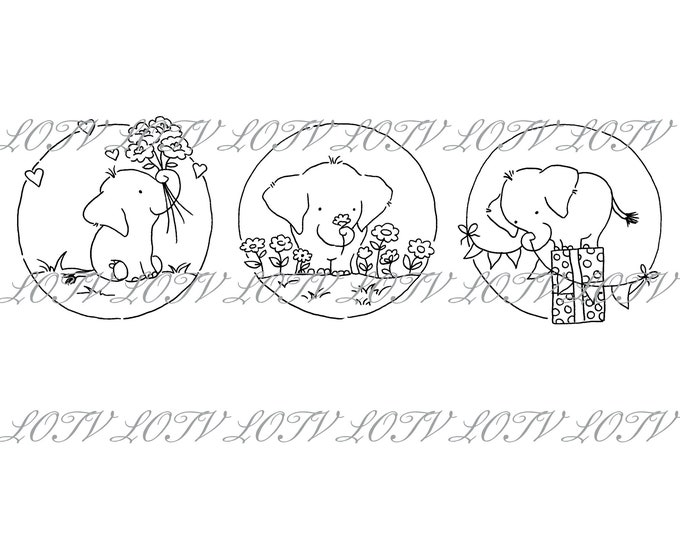 LOTV Digi Stamp - AS - Trio Elephant, JPEG, Digital