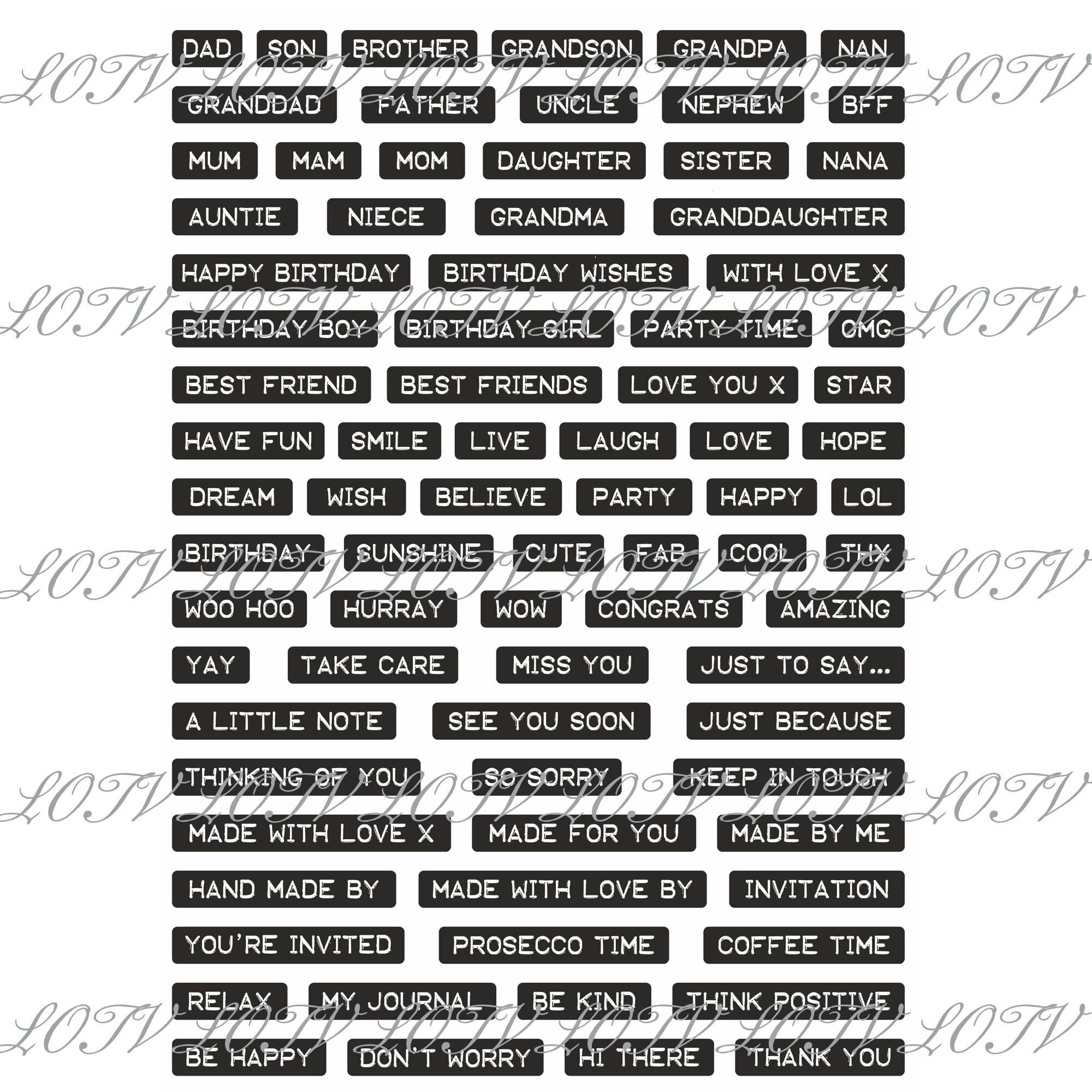 LOTV Digi Stamp Set 82 Embossed Labels, all single JPGs, plus PDF