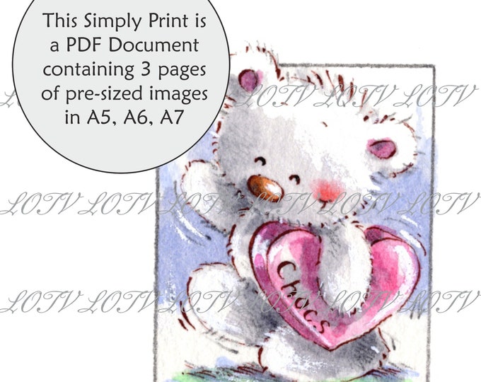 LOTV Full Colour Simply Print - IH - Little Ted Chocs - 3 Page PDF, Digital