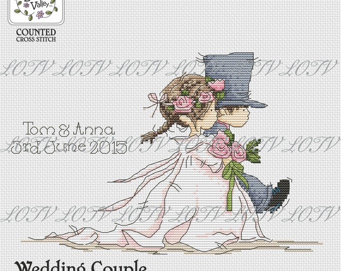 Wedding Couple - Cross Stitch Downloadable Chart - PDF Pattern