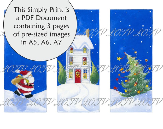 Lili of the Valley Full Colour Simply Print - Christmas Triptych, 3 Page Ready to Print PDF Document, Digital