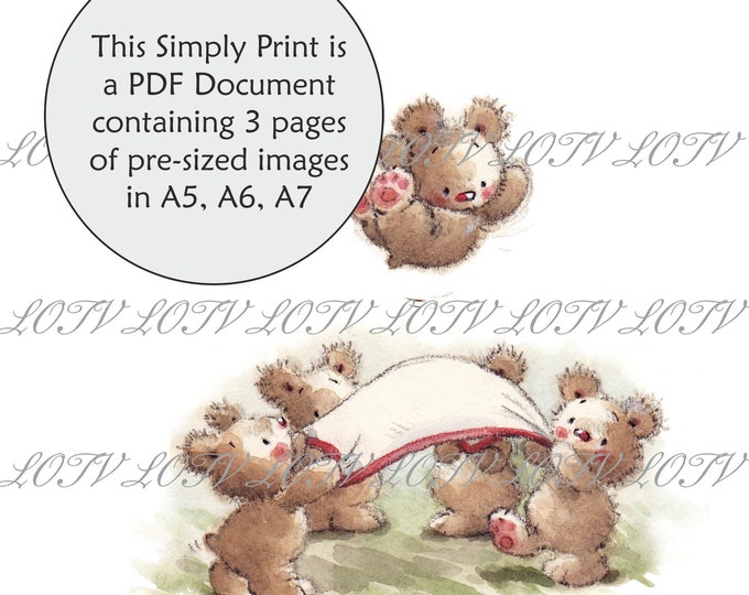 Lili of the Valley Full Colour Simply Print - IH - Teddy Bear's Picnic, 3 Page PDF Ready to Print Document, Digital