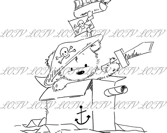 LOTV Digi Stamp - CG - James Pirate, JPEG, Cute, Bear, Birthday, Sweet, Animal, Digital