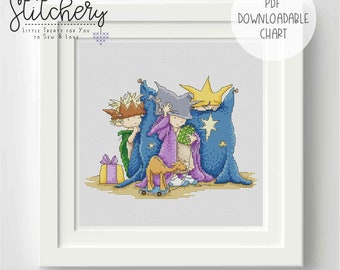 LOTV Cross Stitch Nativity Three Wee Kings - Downloadable Chart - PDF Pattern