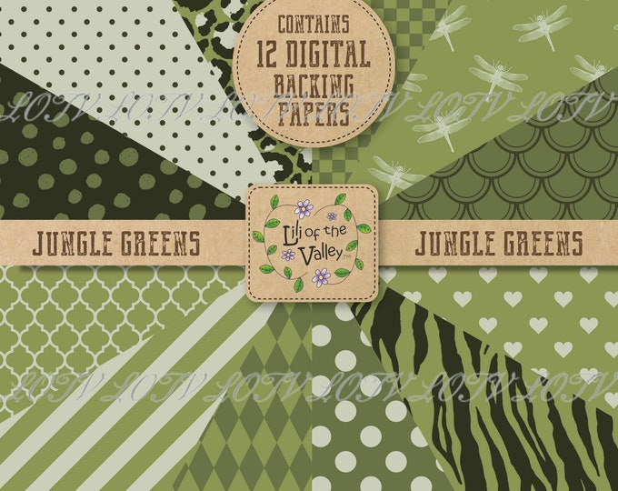 LOTV Backing Paper Set - KR - Jungle Greens, JPEG, Digital