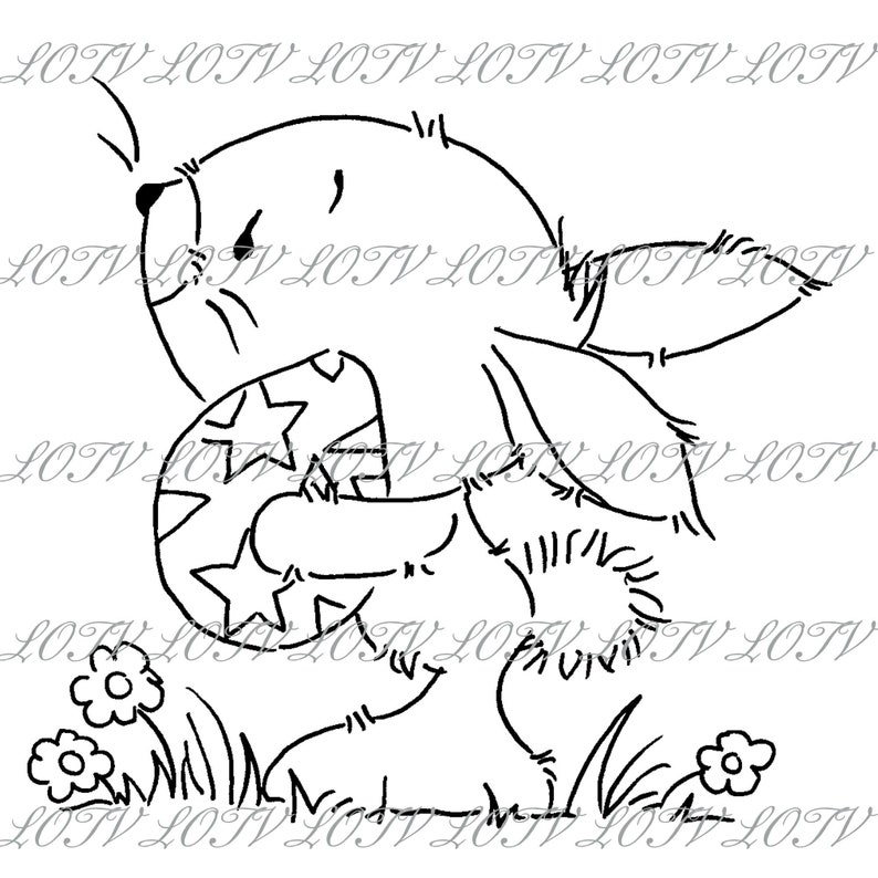 Lili of the Valley Digi Stamp GC Spring Rabbit With Egg Etsy UK