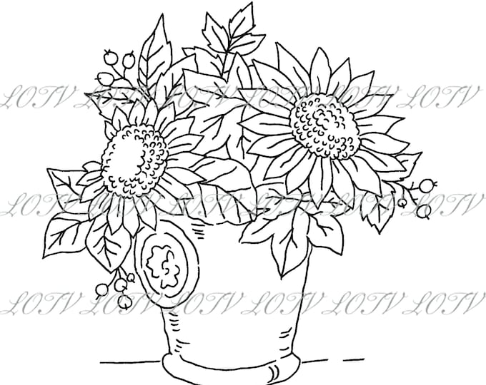 LOTV Digi Stamp - AS - Pot of Sunflowers