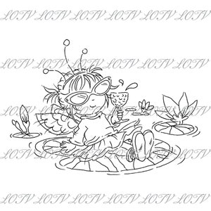 LOTV Digi Stamp - AS - Nenúfar, JPEG, Fofo, Aniversário, Menina, Doce, Fada, Feminino, Digital, Arte