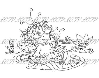 LOTV Digi Stamp - AS - Water Lily, JPEG, Cute, Birthday, Girl, Sweet, Fairy, Female, Digital, Artwork