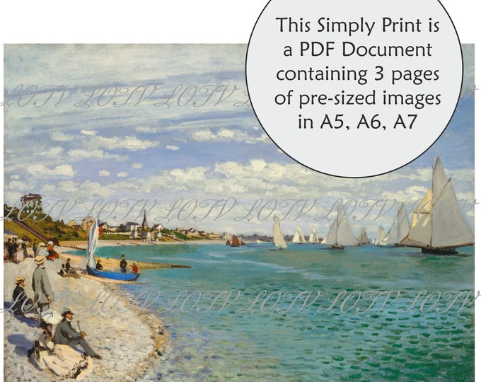LOTV Full Colour Simply Print - Regatta at Sainte Addresse - Monet - 3 Page PDF